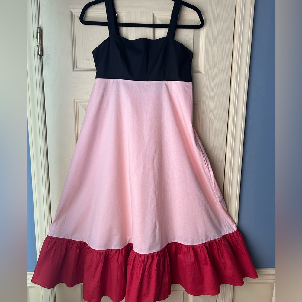 Kate Spade New York Colorblock Al Fresco Midi Dress Pink Sunlit; Size Medium - Picture 6 of 9